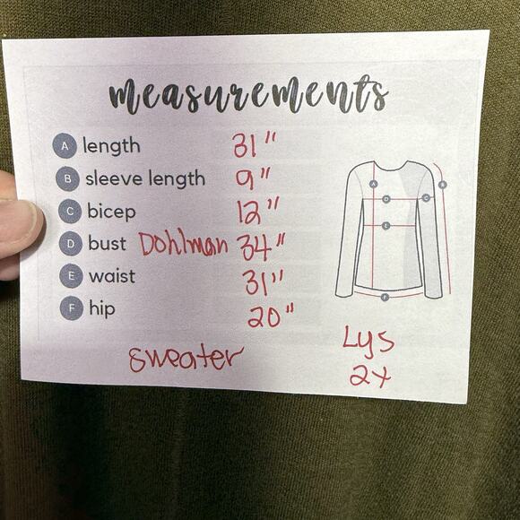 LYS Women’s 2X Olive Green Cowl Neck Knit Sweater Poncho Short Sleeve Oversized - Picture 5 of 7